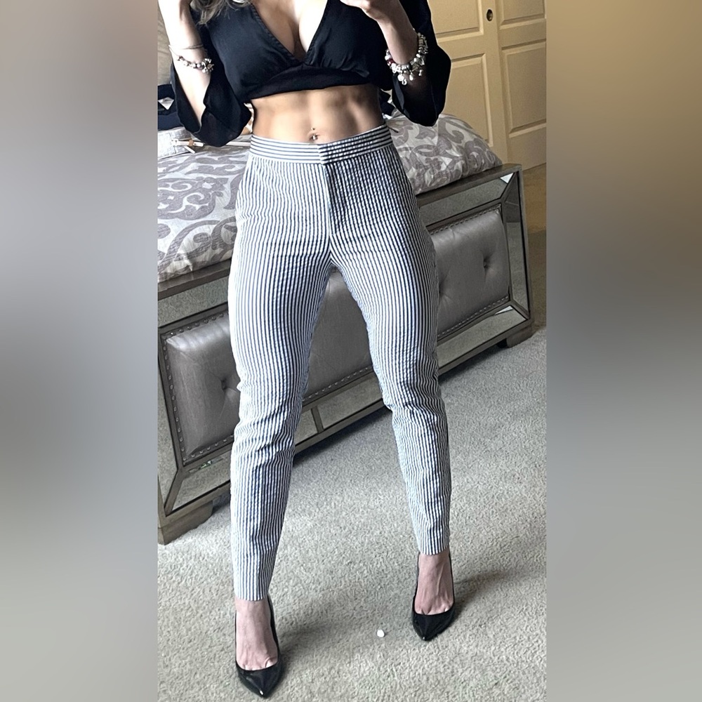 NEW ZARA JOGGING FIT TROUSERS Navy White